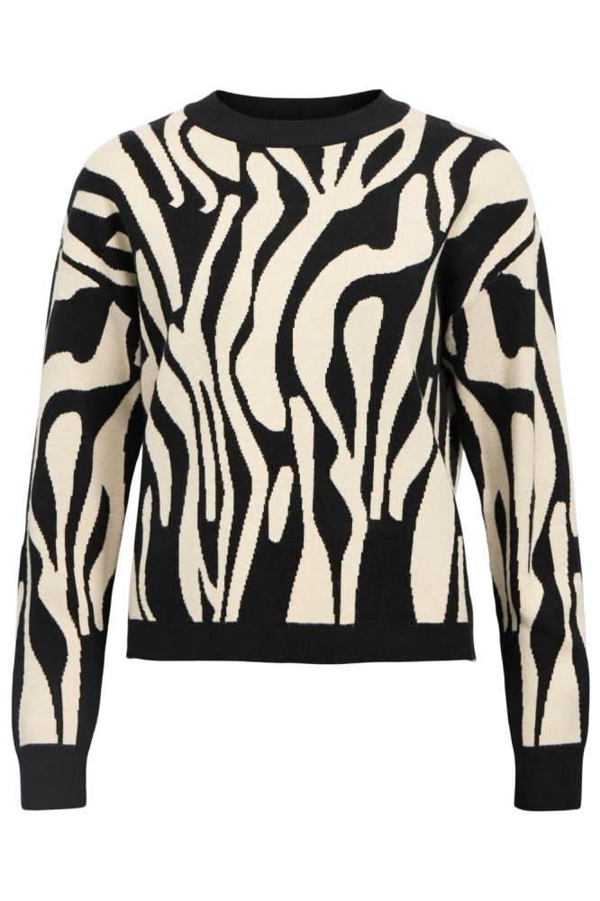 OBJRAY LO L/S KNIT PULLOVER AOP NOO 23044642 Black/Sandshell